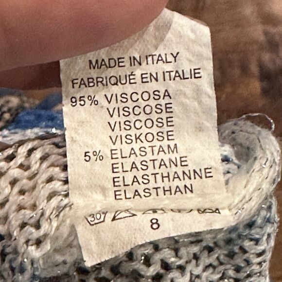 Free For Humanity Sweater Size 8 Viscose Halston Graphic Metallic Chains Italy - Picture 5 of 5